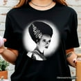 thumbnail image 2 of Frankenstein's Bride Spooky Portrait T-Shirt, Horror Villain Theme Halloween Tee, 2 of 5