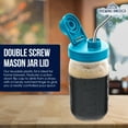 thumbnail image 3 of Mason Jar Lids Wide Mouth Plastic - Leak Proof Flip Cap - Teal 4 Pack - Made in the USA, 3 of 10
