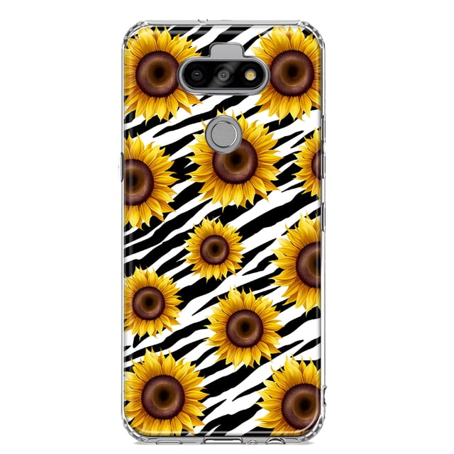 MUNDAZE LG Aristo 5/Phoenix 5/Risio 4 White Zebra Sunflowers Polkadots Double Layer Phone Case Cover