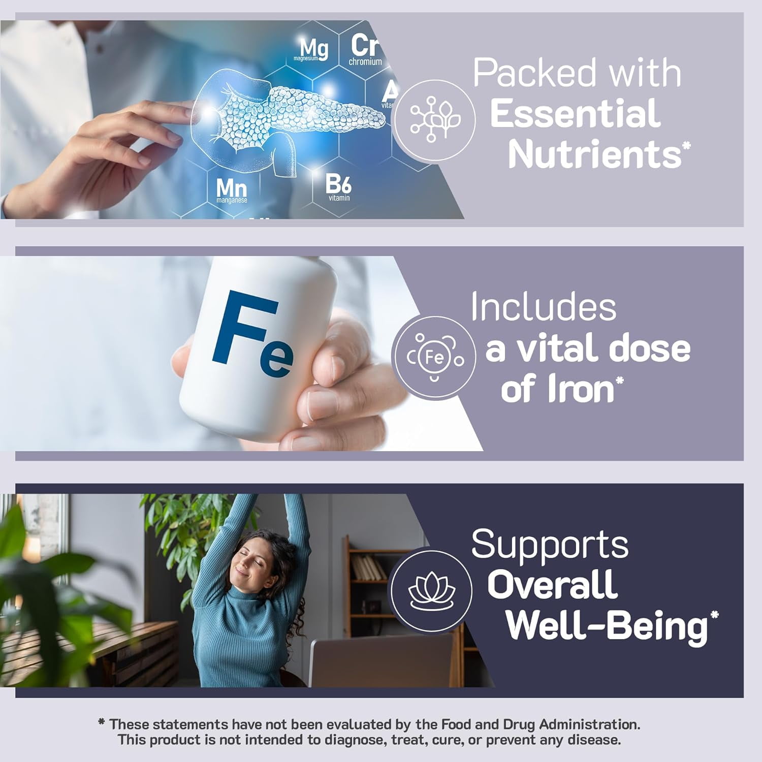 YUM-V's Multivitamin with Iron Gummies Multi Vitamins for Adults, Grape 2-Pack at 60 Pcs./Pack