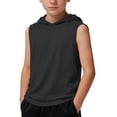 thumbnail image 2 of FSYBOA Boys Athletic Tank Tops, Running Casual Sleeveless Hooded Kids Summer Tops Black Size 5-15 T, 2 of 6