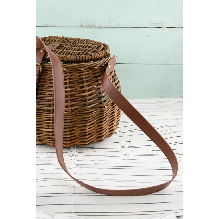 Fish Basket, Woven Wicker Fishing Basket Fish Basket With Shoulder