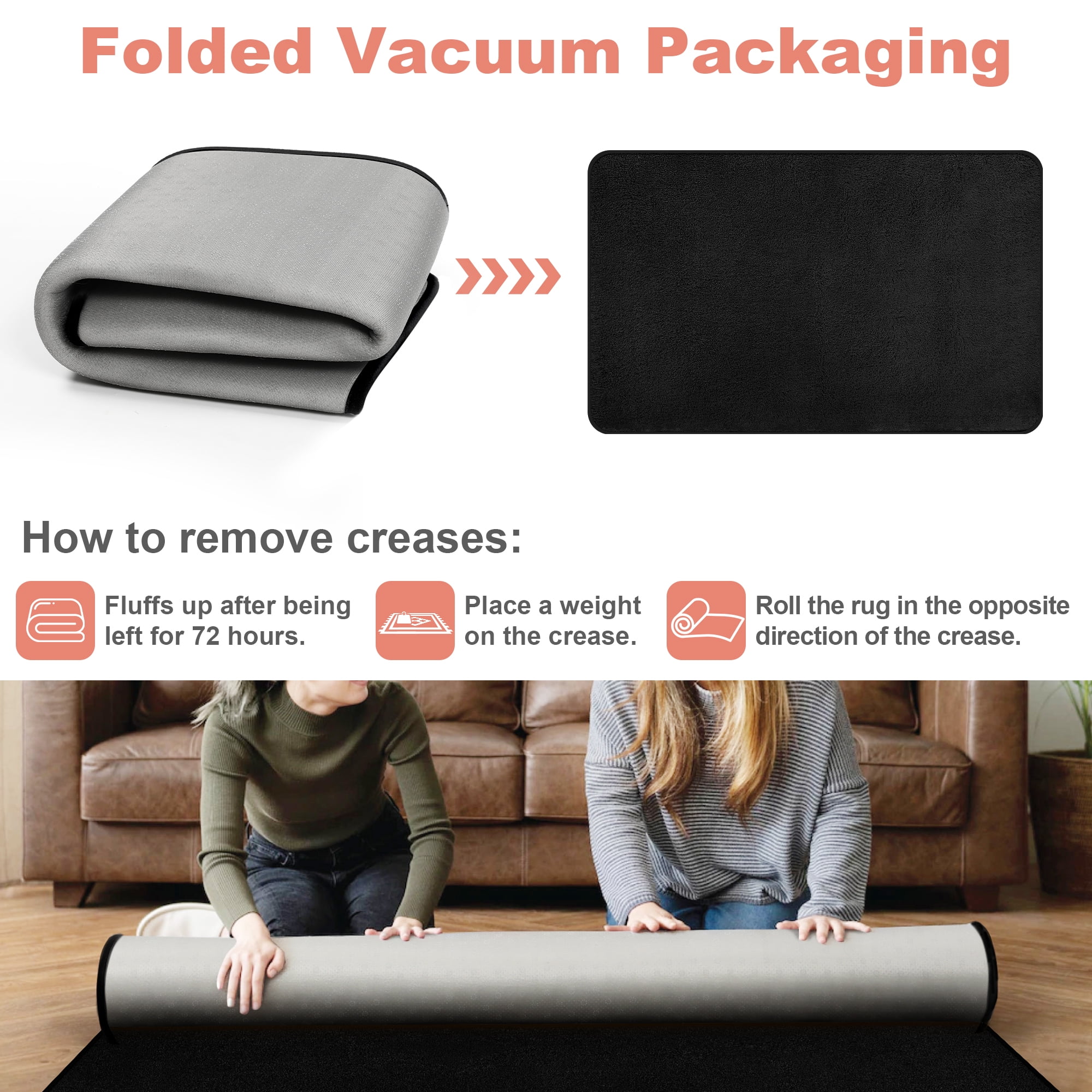 Nefoso Low Pile Area Rug, 8ft x 10ft Soft Fluffy Area Rugs for Living Room Bedroom Decor Carpet, Black