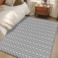 thumbnail image 5 of Grey Herringbone Stripes Washable Area Rugs 4'x6', Modern Abstract Geometric Gray Simple Lines Low Pile Throw Living Room Rug Non-Slip Sturdy Edge Binding Carpet for Indoor Entryway Bedside Kitchen, 5 of 9