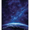 thumbnail image 3 of Space Duvet Cover Set, Earth at Night from Deep Atmosphere Vibrant Milky Way Starfield Ecliptic Scene Print, Decorative 3 Piece Bedding Set with 2 Pillow Shams, Queen Size, Dark Blue, by Ambesonne, 3 of 3