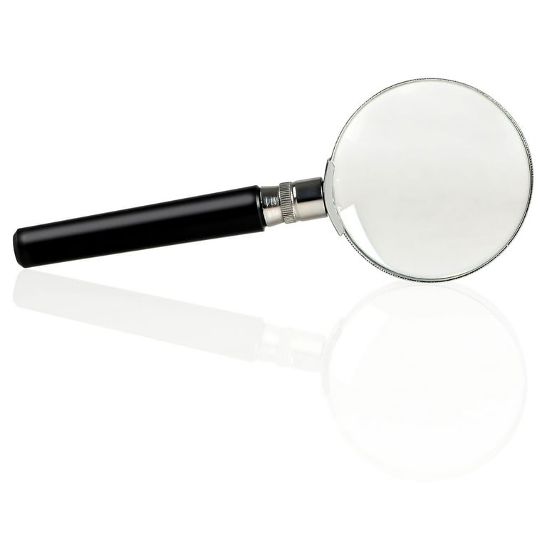 Magnifying Glass - Black Plastic, 7.25 in. For Reading Small Text and  Hobbies