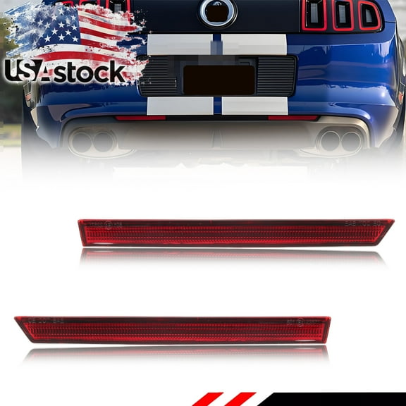 2PCS Red Lens Rear Bumper Tail Light Rear Light Brake Lights Backup Lights Reverse Light Reflector Light For 2013-2014 Ford Mustang No bulb/Socket