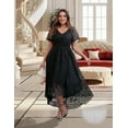 thumbnail image 4 of FOLUNSI Lace Evening Gown Knit - V-Neck Flutter Sleeve Dress - 2XL, 4 of 11