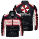 thumbnail image 2 of Chaqueta de cuero de estilo motocicleta, máquina de riesgo de organismo de carreras, chaqueta con cuello levantado, forro sin forro polar, novedad de 2023, 2 of 3
