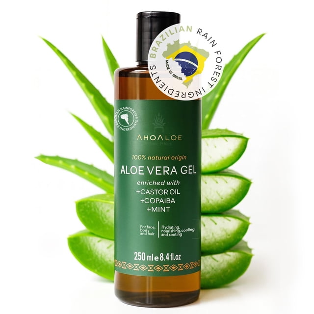 Gel de aloe vera AhoAloe Brazilian con copaiba, aceite de ricino, 250 ml