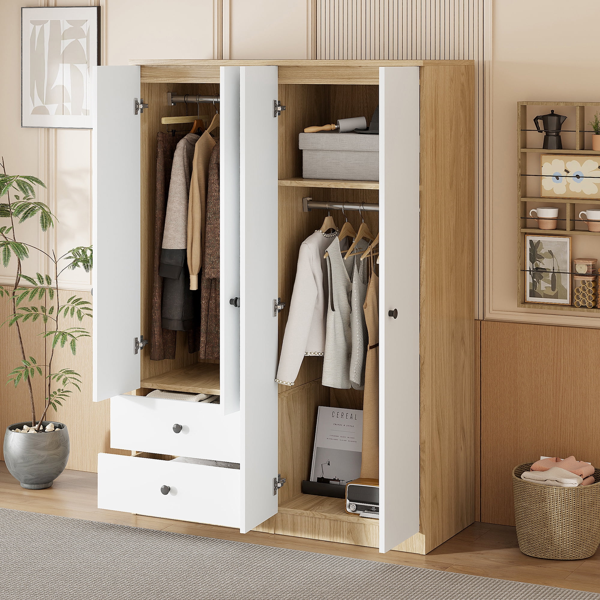 ワードローブ Costway 16-Cube Portable Closet Wardrobe Armoire Bedroom
