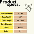 thumbnail image 6 of Poly Bag Sealing Tape 3/8 in x 180 Yards 24 Rolls 2.3 Mil Thick Color Yellow, 6 of 7