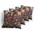 thumbnail image 5 of Ambesonne Leopard Throw Pillow Cover 4 Pack, Rich Rococo Style Roses, 16", Dark Coral Caramel and Blue, 5 of 7