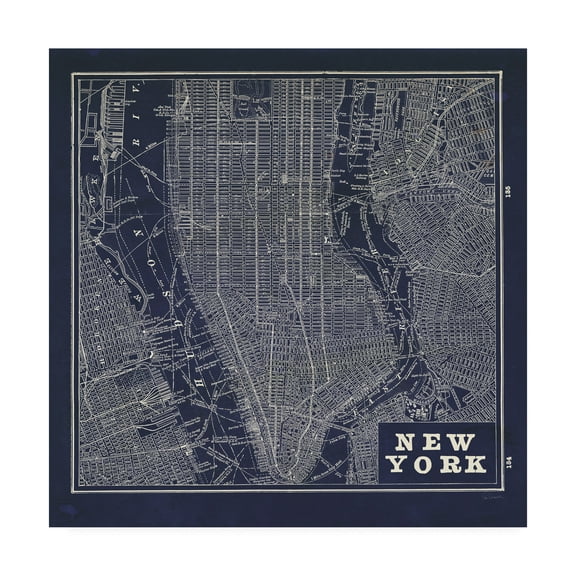 Trademark Fine Art 'Blueprint Map New York Square' Canvas Art by Sue Schlabach