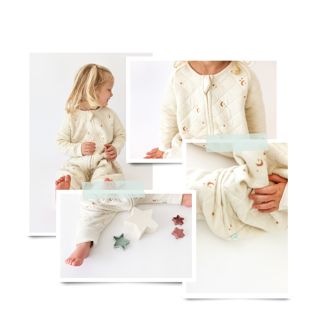 Tealbee Dreamsie - Bamboo Sleep Sack with Sleeves and Footies - (1.2 Tog) MoonsStars 3T-4T