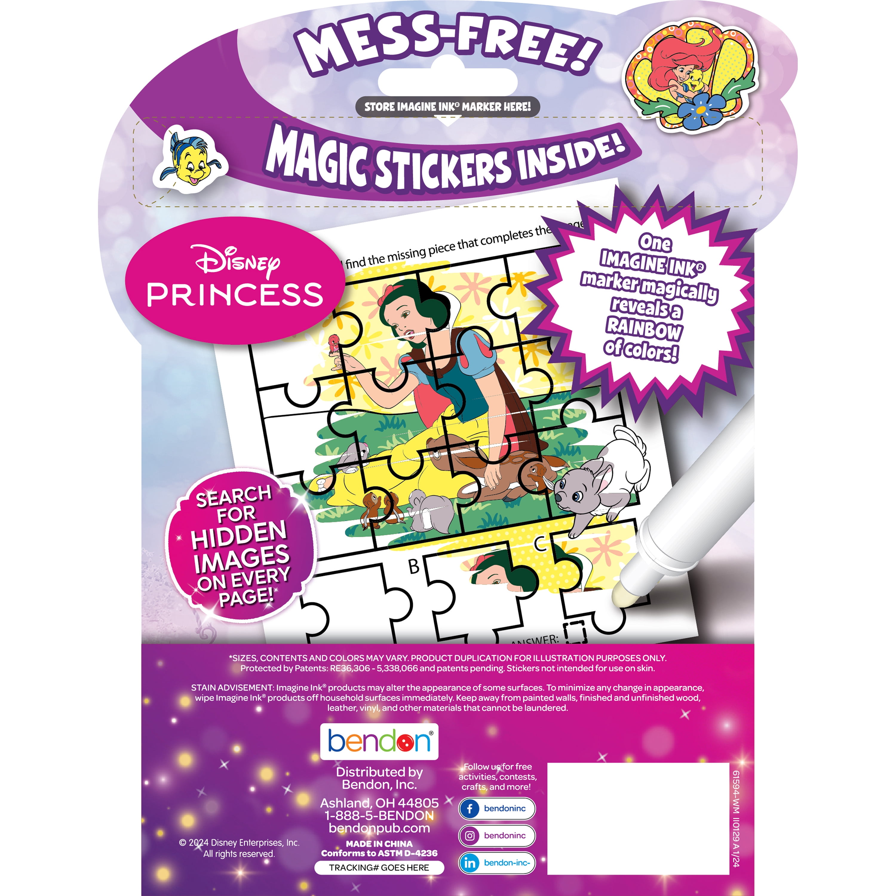 Disney Princess 12-Page Imagine Ink Mess Free Coloring Book with Stickers