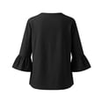 thumbnail image 7 of Women's Solid V-Neck Quarter Sleeve Blouse Casual Fashion Top, 7 of 7