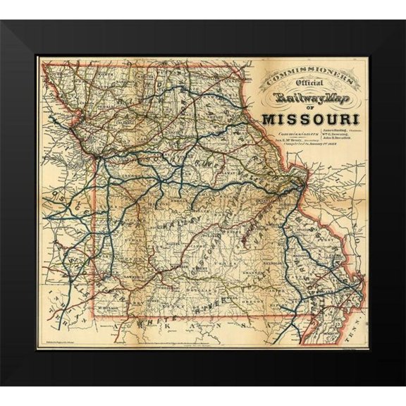 Vintage Maps 13x12 Black Modern Framed Museum Art Print Titled - Missouri 1887