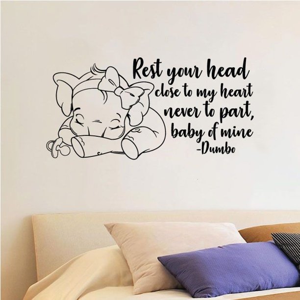 Rest Your Head Close To My Heart Never To Part Baby Of Mine Disney Movie Dumbo Quote Wall Decal Wall Art For Kids Room Bedroom Nursery Boys Girls Room Vinyl Wall Rest Your Head Close To My Heart Never To Part Baby Of Mine Disney Movie Dumbo Quote Wall Decal Wall Art For Kids Room Bedroom Nursery Boys Girls Room Vinyl Wall
