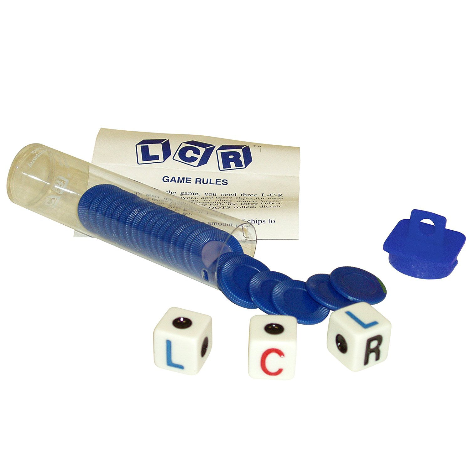 Dice Game Left Center Right Fast-Paced Travel Family w/ Chips & dice 