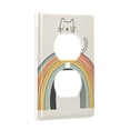 thumbnail image 2 of Yayeee Duplex Wall Plate 1-Gang 4.5"x2.7" Home Receptacle Light Switch Decorative Outlet Cover, White Cat Rainbow, 2 of 7