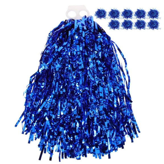 HOMEMAXS Blue PVC Cheerleading Pom Poms with Handles for Sports Events Decor 10 Pieces
