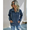thumbnail image 7 of PRETTYGARDEN Women's Casual Long Sleeve Lapel Zipper Sweatshirt Drawstring Loose Pullover Tops, 7 of 7