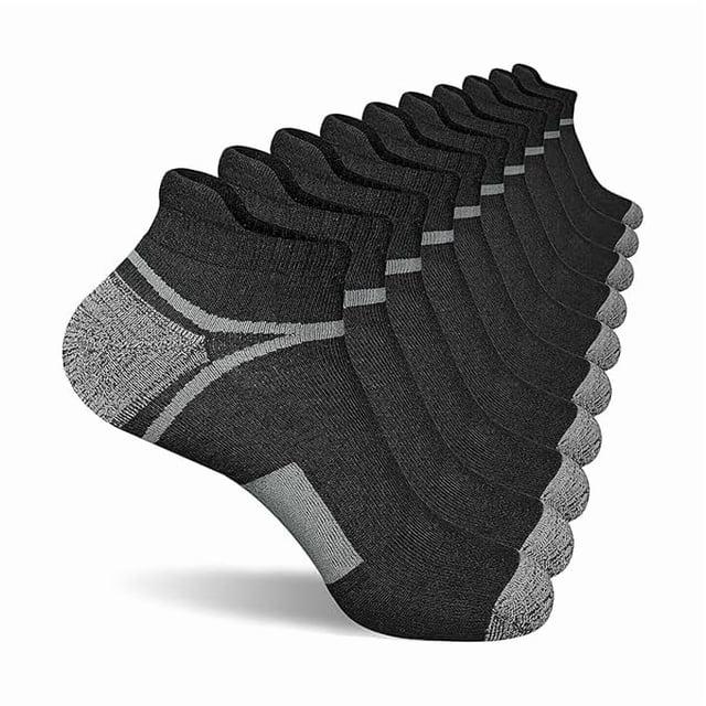 Chenchen Men's Athletic Cushioned Ankle Socks, Comfort Wicking Anti-Blister Running Sock 5 Pairs