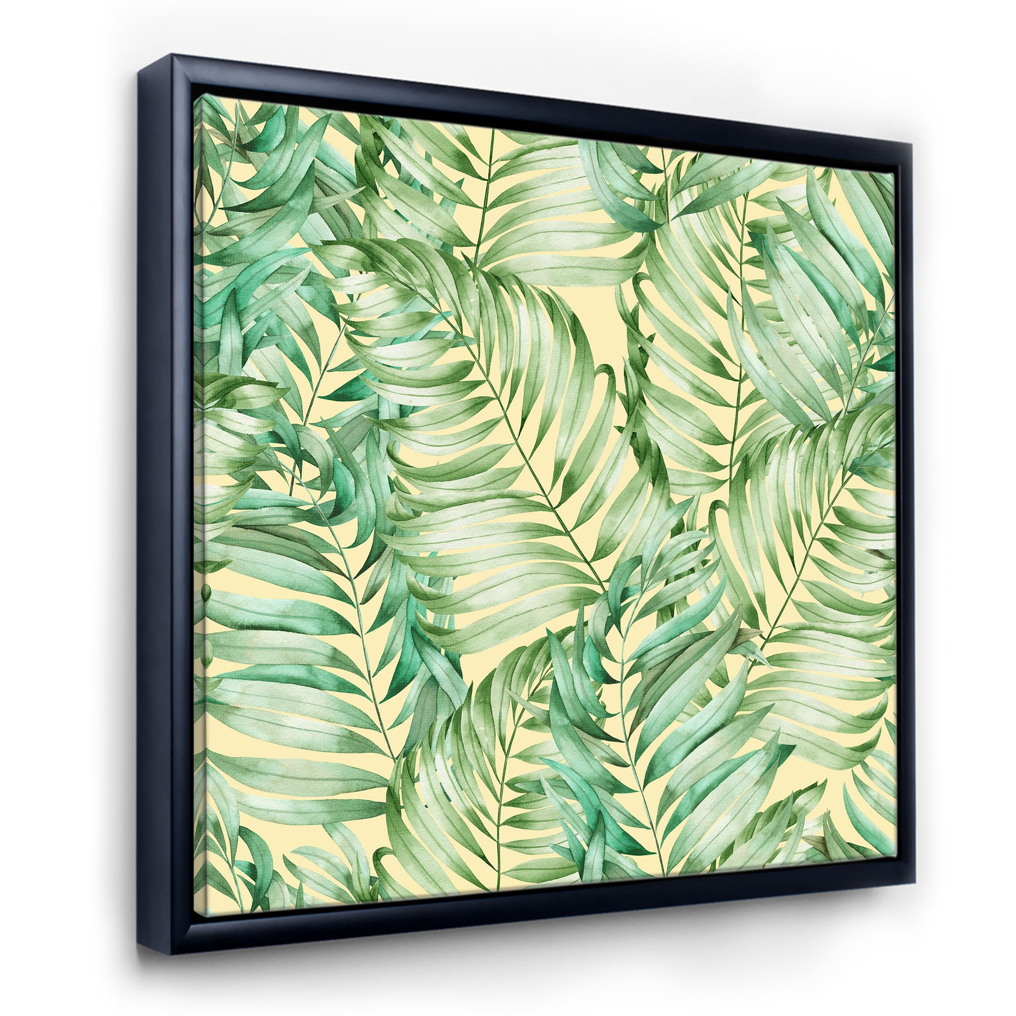 Designart 'Tropical Green Leaves of Monstera' Tropical Framed Canvas Wall Art Print