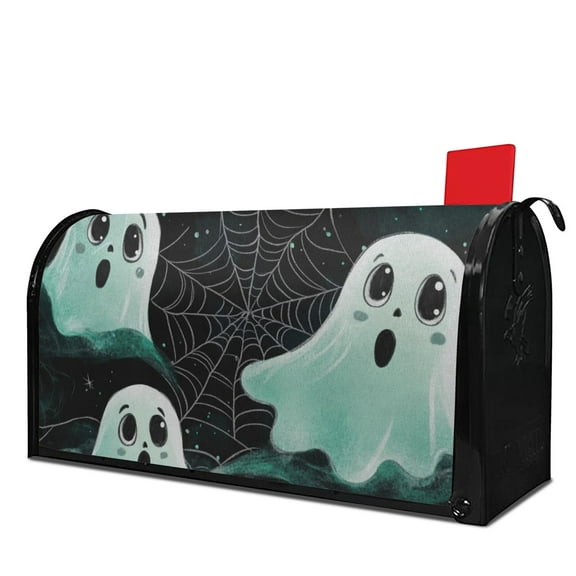 Halloween Cute Ghost Spider Web Mailbox Covers,Magnetic 21x25.5 Inch Mailbox Wrap Waterproof Durable Fall Welcome Box Wrap for Yard Farmhouse Decorative