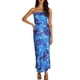 thumbnail image 2 of Vestido largo Realtix con estampado de satén de verano sin espalda para mujer, 2 of 6