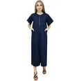 thumbnail image 6 of Bimba Women's Denim Short Sleeve Casual Dress Dark Blue Round Neck Dresses - 20, 6 of 6