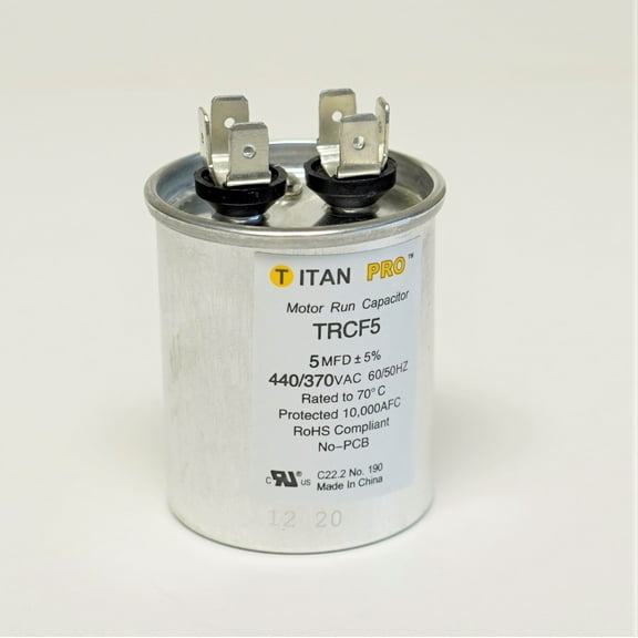 TitanPro TRCF5 HVAC Round Motor Run Capacitor. 5 MFD/UF 440/370 Volts