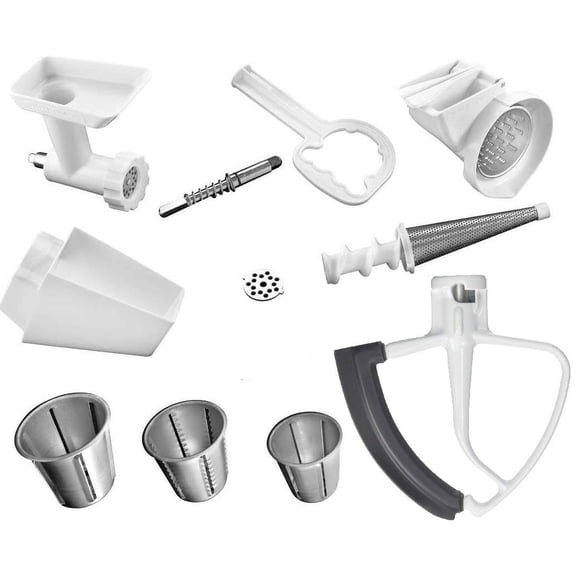 KitchenAid DRTVICE4 (FGA RVSA FVSP KFE5T) Stand Mixer Attachment Pack Food Grinder/Fruit Vegetable Strainer/Rotor Slicer Shredder/Flex Edge Beater