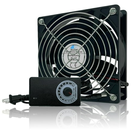 120mm PC Case Fan with Variable Speed Controller 3V to 12V, Axial Computer Fan with AC Plug 110V 120V 220V, Brushless