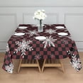 thumbnail image 3 of Red and Black Checkered Christmas Snowflake Pattern Square Tablecloth,Waterproof Square Table Cover,Wipeable Spillproof Washable Table Cover for Home Kitchen Party Decor 52"x52"(132x132cm), 3 of 6