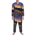 thumbnail image 3 of Sikiie Galactic Night Over Meadow Mens Pajama Set, Soft Warm Long Sleeve Sleepwear, Cozy Button-Down Pjs for Men-XX-Large, 3 of 7