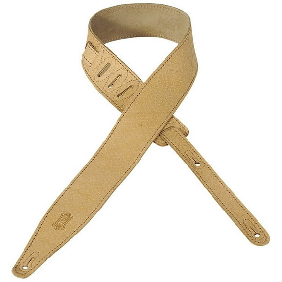 Levy's MNU317-TAN 2 1/2' Soft Leather Snakeskin Pattern Guitar/Bass Strap -Tan