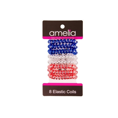 Amelia Beauty 8 Small Shinny Elastic Hair Telephone Cord Coils 1.5in Diameter Spiral Hair Ties Strong Hold Gentle on Hair Red Silver and Blue Mix Amelia Beauty 8 Small Shinny Elastic Hair Telephone Cord Coils 1.5in Diameter Spiral Hair Ties Strong Hold Gentle on Hair Red Silver and Blue Mix
