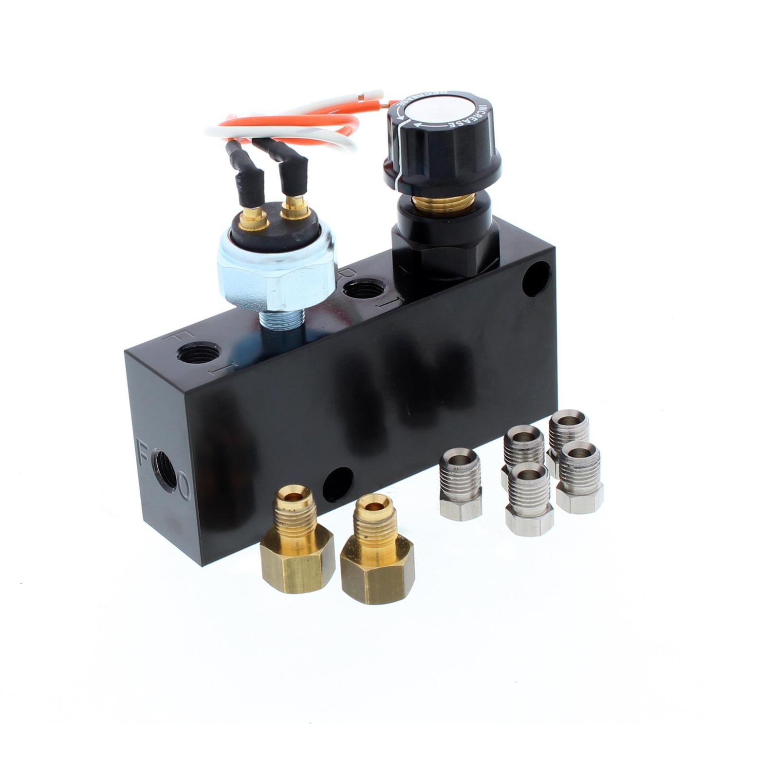 Black Adjustable Proportioning Valve Block for 3/16 Brake Line