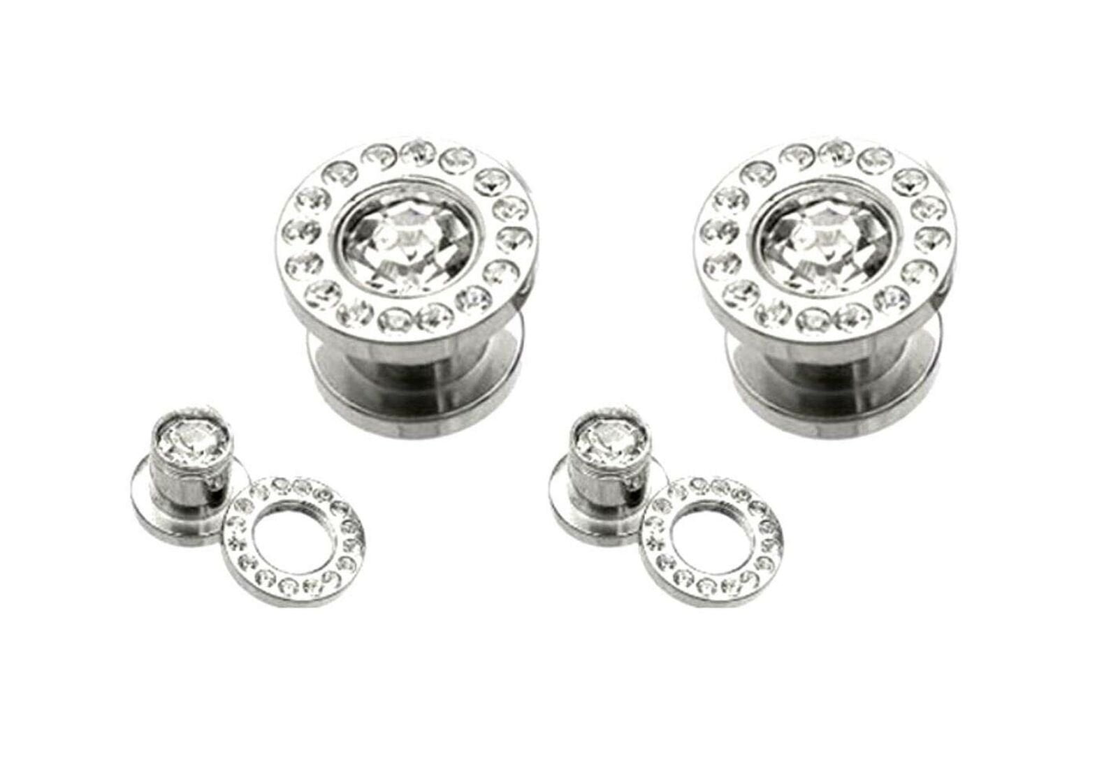 Jewels Fashion Surgical Stainless Steel Ear Plugs Gauges Screw Back