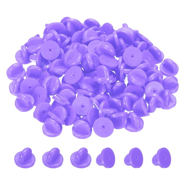 Uxcell Pinzas de goma para broches, soporte de pin de solapa, accesorios decorativos, morado, paquete de 100