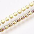 thumbnail image 4 of Brass Claw Chain Stretch Bracelets with Rhinestone AB color Plated Golden Topaz AB 2 inch(5cm) 2mm, 4 of 4