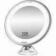 thumbnail image 1 of 10x Magnifying Makeup Mirror with LED Lights 1 Ball Joint 360° Adjustable Portable Cosmetic Mirror for Bathroom Travel, 1 of 5