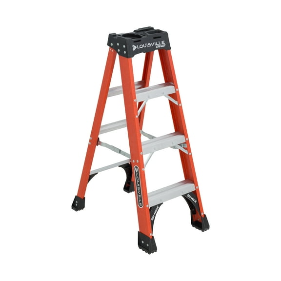 Louisville Ladder 4' Fiberglass Step Ladder, 8' Reach, 375 lbs Load Capacity, FS1404HD