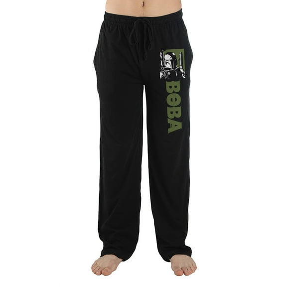 Star Wars Movie Series Boba Character Mens Black Sleep Pajama Pants-M
