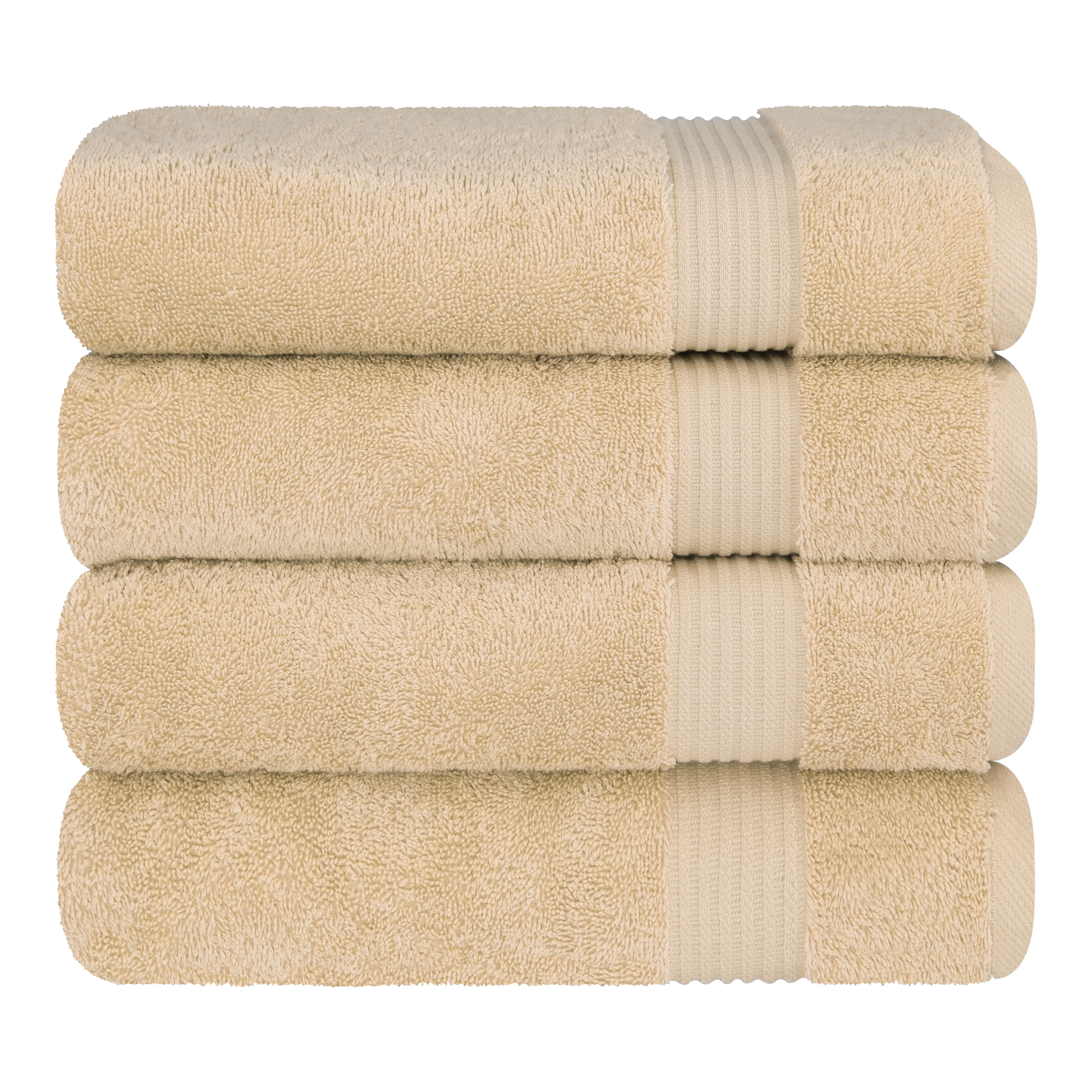 Cotton Paradise 100% Cotton 4 Piece Turkish Bath Towel Set, Soft Plush Towels Clearance Bathroom Set, Beige