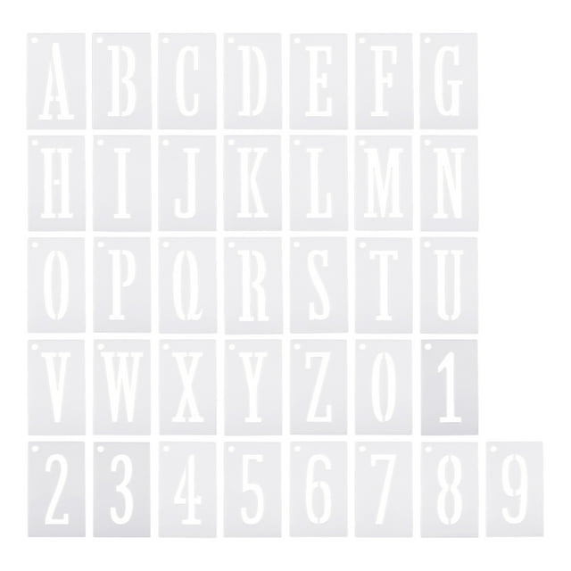 Unique Bargains 4 Inch Letter Number Stencils 3' Width Reusable Alphabet Numbers Templates Set with Ring, White 36 Pack