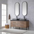 thumbnail image 3 of Trento 60" Double Concrete Sink Bath Vanity in North American Oak with Mirror, 3 of 12