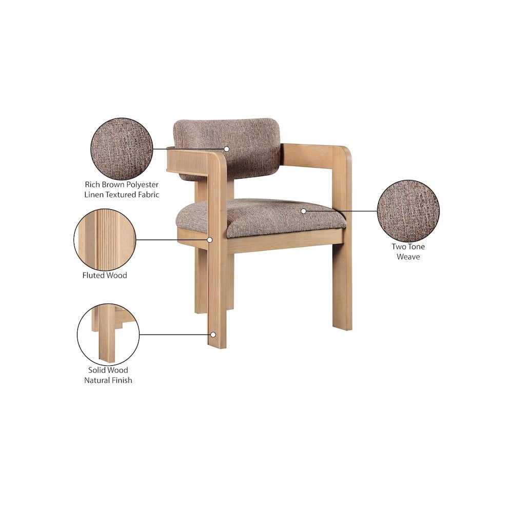 Meridian Furniture Sacha Brown Linen Textured Fabric Dining Chair (Set of 2)